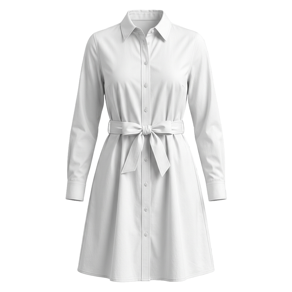 Cotton Shirt Dress in White