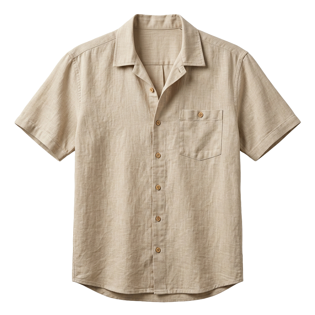 Linen Blend Shirt in Beige