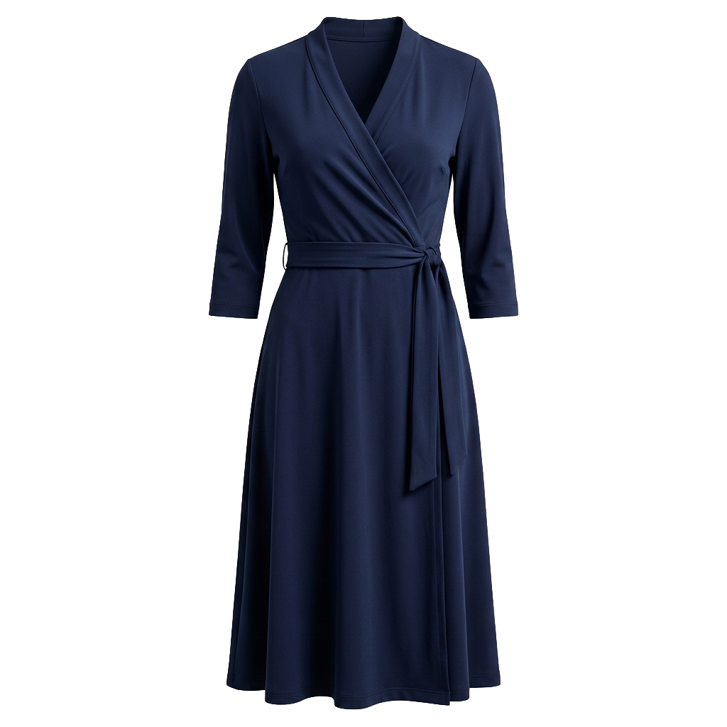 Wrap Midi Dress in Navy
